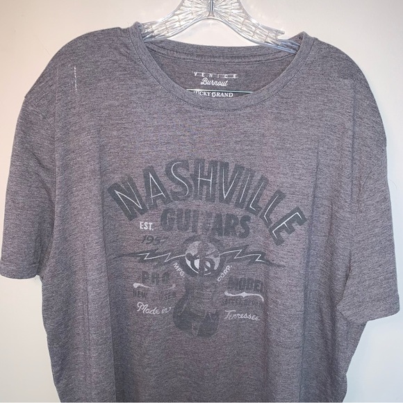 Lucky Brand Venice Burnout Grey Nashville Guitars T-shirt XXL - Picture 6 of 6